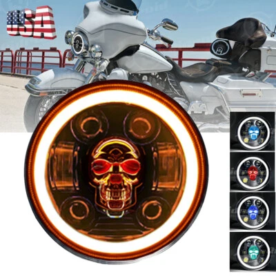 $39.99 • Buy For Yamaha V-Star XVS 650 950 1100 5.75  5 3/4 Skull LED Headlight Upgrade Light