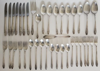 $54.99 • Buy 39 Piece VTG Oneida Community Silverplate  Evening Star  Flatware Silverware Set
