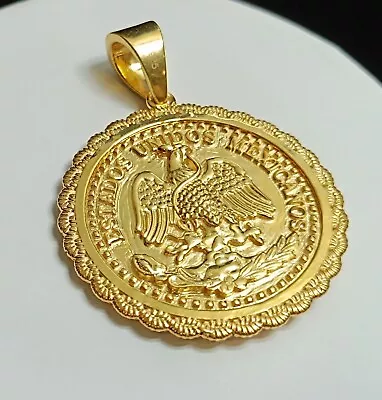 14K Yellow Gold Plated 1945 Dos Pesos Coin Charm Pendant 925 Silver No Chain • $105.87