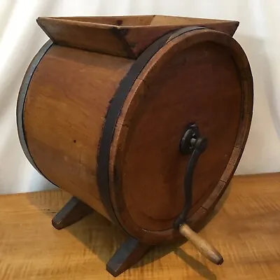 $134.99 • Buy Primitive Wooden Barrel Hand Crank Butter Churn #2 Size Table Top Hall Brothers