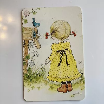 Genuine Vintage 70s Swap Card Sarah Kay Blank Back - Girl Getting Mail Bluebird • $6.95