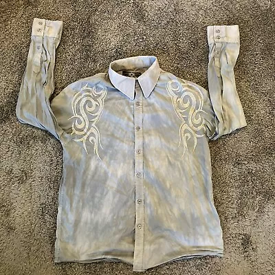 Roar Shirt Graphite Gray Stretch Long Sleeve Shirt Embroidered Button Up Mens XL • $29.99