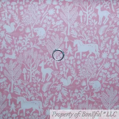 BonEful Fabric FQ Cotton Quilt Pink White Flower Damask Unicorn Deer Tree Garden • $4.90