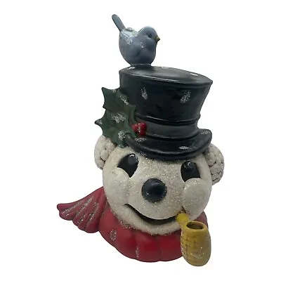 VTG 80s Christmas Ceramic Mold Frosty Snowman W/ Pipe Painted Figurine • $23.99