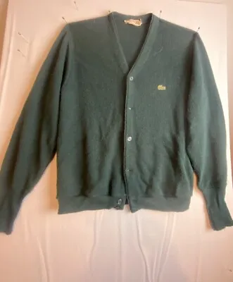 Vintage IZOD Lacoste Cardigan Sweater  Men’s Large Green OrionAcrylic • $26.97