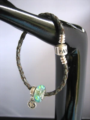 $39.99 • Buy PANDORA S 925 ALE Silver Charm Leather Bracelet