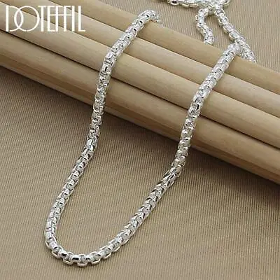 Vintage Thick Box Chain Necklace Solid 925 Sterling Silver Jewelry Women Fashion • $9.99