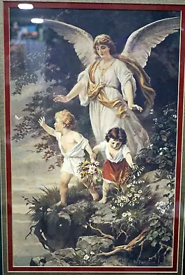 Guardian Angel Print Blessed Are The Children B Plockhorst Nicely Framed • $62.50