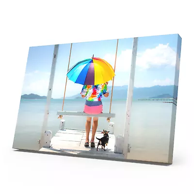 Personalised Canvas Print Your Photo Pictures Framed Wall Hanging A3 Canvas Art • £13.49