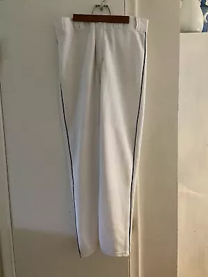 SOLID WHITE AUTHENTIC MAJESTIC BASEBALL PANTS SZ Large- Black Strip-NWOT • $28