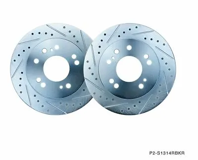 P2M Zinc Coated Slotted Drilled Rear Brake Rotors 240SX S13 S14 4 Lug 5 Lug New • $145