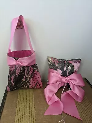 Pink Camo Ring Bearer Pillow And Petal Bag • $25