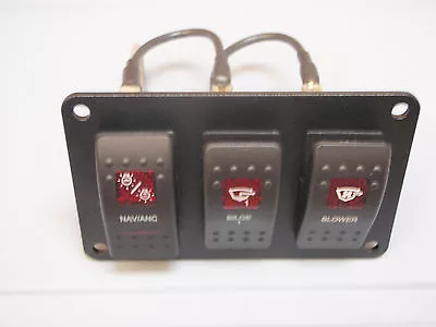 Boat Switch Panel Black Red Lens V1d1 Psc31bk Vjd1d66b Marine Electrical Switch  • $75.95