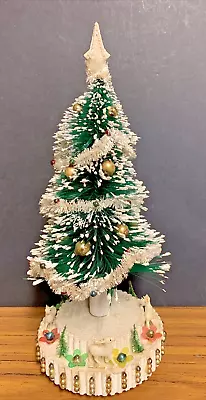 Bottle Brush Musical Rotating Christmas Tree Mercury Orn WORKS Vtg Mid Century • $114.95