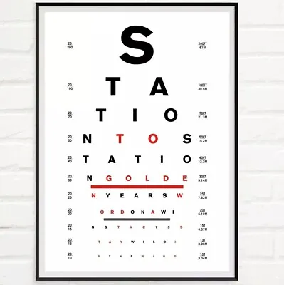 David Bowie Art Print Poster - Station To Station Album As Vintage Eye Chart • $29.87