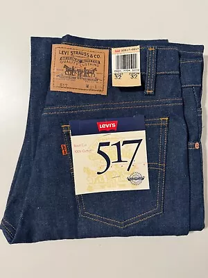 Vintage Levi's 517 Bootcut Orange Tab Rigid Raw Denim Jeans 32X32 NEW Deadstock • $51