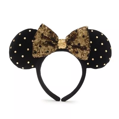 Disney Parks Minnie Mouse Black And Gold Ears Headband For Adults • £21.95