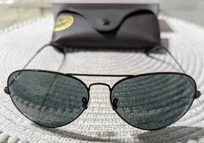 £40 • Buy Ray Ban Aviator Sunglasses Black Frames Dark Grey Lenses Unisex 62mm RB3025