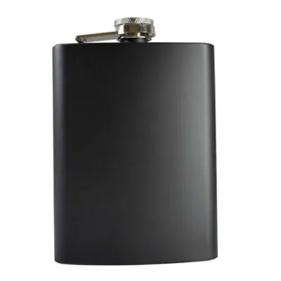 Matt Black Stainless Steel Hip Flask - Stag Hen Party Wedding Gift - 6oz Or 8oz • £6.50