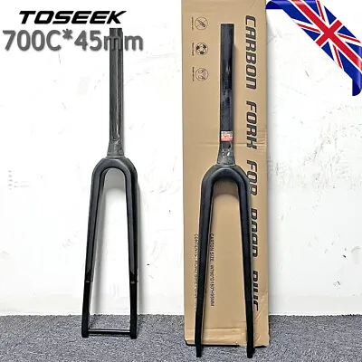 TOSEEK 700C*45mm Tire Carbon Fiber Gravel Road Bike Fork Disc Brake QR/100*12mm • £114