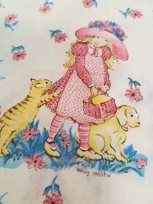 Vintage Holly Hobbie Fabric Light Pink Background W/Animals 1 Yd  20  X 44  • $19.99