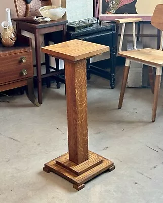 Antique Tiger Oak Pedestal  Table Craftsman Antique Arts & Crafts 29.5” Tall • $220