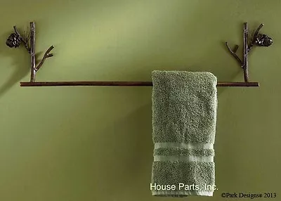 £47.54 • Buy Park Designs Pine Lodge Decorative 24  Towel Bar Holder Cabin Lodge Stick Cone