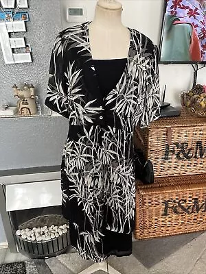 Libra Overlay Palm Print Dress & Jacket Size 12-14 • £4.79