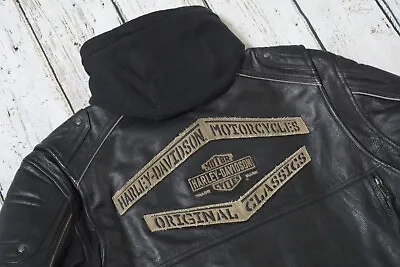 Harley Davidson Men's Upton B&S Black Leather Jacket Hoodie 2XL 3in1 97154-17VM • $450