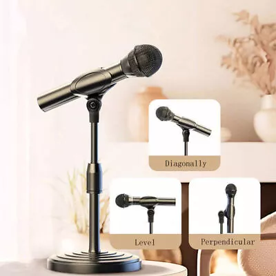 Desk/Table Top Microphone Stand Mic Tripod Clip Holder Liftable Adjustable NEW • £8.89