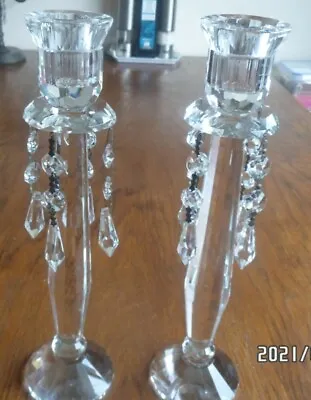 £22 • Buy Crystal Glass Candlesticks With Droplets (pair - 2)