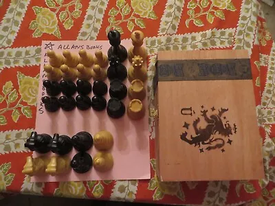 Vintage Allan Troy Chess Set-Drueke #35 W/ El Leon Box 2/3 Stndrd Weight 31424-B • £255.76