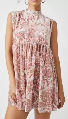 Free People All The Time Velvet Mini Dress Lined Tie Back Neck  Pockets XL • $59.99