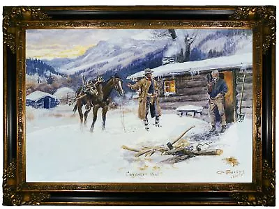 Russell Christmas Meat 1915 Wood Framed Canvas Print Repro 19x28 • $189.86