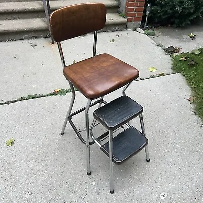 Vintage Retro MCM Cosco Folding Step Stool Chair Pull Out Steps Mint • $129.99