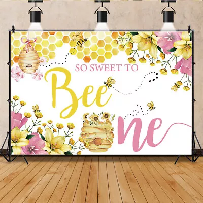Bee Backdrop 1st One Birthday Background Party Baby Shower Banner Party Decor • $69.29