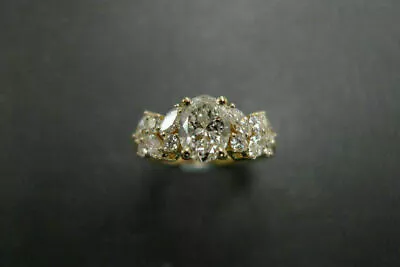 2Ct Vintage Oval Marquise Diamond Engagement Wedding Ring 14K Yellow Gold Finish • $89.98