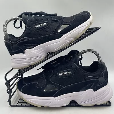 Adidas Falcon Black Trainers Size Uk 4 Suede Gym Chunky Casual B28129 • £19.99