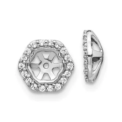 $284.35 • Buy 14k White Gold Hexagon Diamond Ear Jacket Jackets Studs Fine Jewelry Women