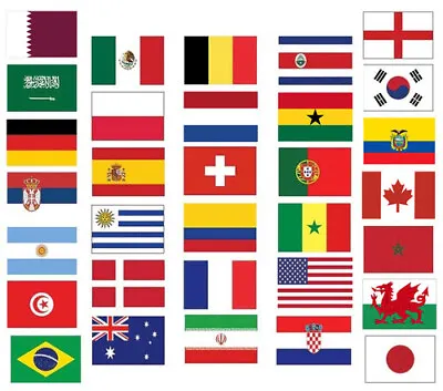 £4.50 • Buy World Cup Flags 2022 All 32 Countries Flags 3x2 Ft PREMIUM QUALITY Polyester