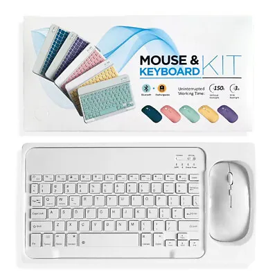 Slim Bluetooth Wireless Keyboard With Mouse Combo 7 Colors Fits PC Laptop Mac • $16.12