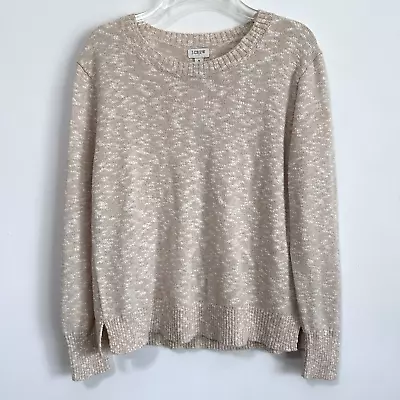 J Crew Marled Oatmeal Sweater S Long Sleeve Crewneck Beachy Summer Knit NEW • $24.49