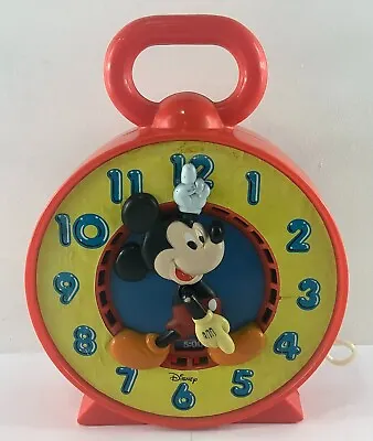 Vtg 1981 Mattel Disney Talking Mickey Mouse Tells Time Clock Pull Cord See N Say • $38.21