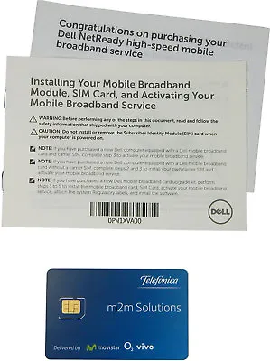 Dell M2m Movistar O2 Vivo SIM Card F8JJD 8M59X • $10