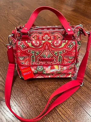 Nwt Oilily Red Bright Paisley Crossbody Handbag Purse • £55.10