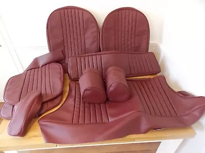 Mgb Gt Front SEATS COVERS. ALL Burgundy Vinyl + Mgb Gt.rears Set.Fits 1970 To 81 • $425.44