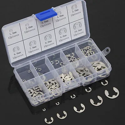 120Pcs 316 Stainles Steel E-Clip Retaining Circlip Assortment Kit 1.5mm To 10mm • $5.26
