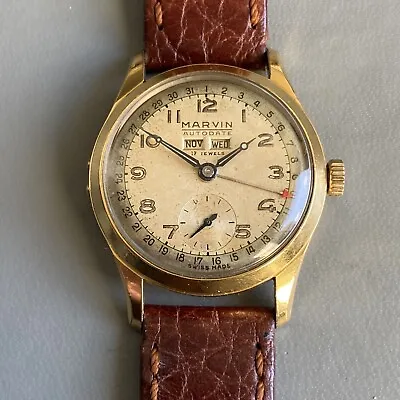 £449.99 • Buy Vintage 1950's Marvin Autodate Triple Calendar Wristwatch. Cal 520 C  Working