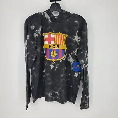 FC Barcelona Hoodie Mens Medium Gray Tie-Dye Long Sleeve Lightweight New • $28