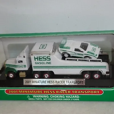 New 2001 Mini Miniature Hess RACER TRANSPORT Toy Truck Amerada Hess RACECAR • $13.99